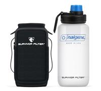 Survivor Filter - USA-Made Active All-Terrain Water Filter Bottle and Carrier Kit - Removes Bacteria, Parasites, Metals and Chemicals with Neoprene Hiking/Running Case with XL Phone Pocket