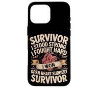 Survivor I Stood Strong I Fought Hard I Won Open Heart Case for iPhone 16 Pro Max