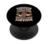Survivor I Stood Strong I Fought Hard I Won Open Heart PopSockets Adhesive PopGrip