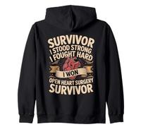 Survivor I Stood Strong I Fought Hard I Won Open Heart Zip Hoodie