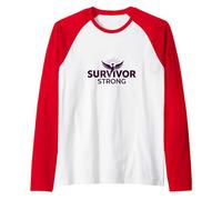 Survivor Strong: Empowering Phoenix Rising Emblem Raglan Baseball Tee, Men, Red/White, XXL