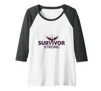 Survivor Strong: Empowering Phoenix Rising Emblem Raglan Baseball Tee, Women, Dark Heather/White, L