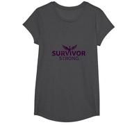 Survivor Strong: Empowering Phoenix Rising Emblem T-Shirt, Girls, Dark Heather Grey, Medium