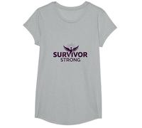Survivor Strong: Empowering Phoenix Rising Emblem T-Shirt, Girls, Heather Grey, Small