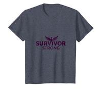 Survivor Strong: Empowering Phoenix Rising Emblem T-Shirt, Kids, Heather Blue, 4 Years