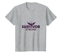 Survivor Strong: Empowering Phoenix Rising Emblem T-Shirt, Kids, Heather Grey, 4 Years