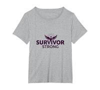 Survivor Strong: Empowering Phoenix Rising Emblem T-Shirt, Women's Plus, Heather Grey, 4X
