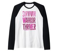 Survivor, Warrior, Thriver - Inspirational Empowerment Raglan Baseball Tee