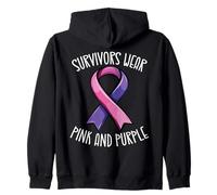 Survivors Wear Pink and Purple Awareness Ribbon Zip Hoodie