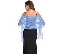 SURVODJA Womens Soft Silky Shawls and Wraps for Evening Dress Elegant Wedding Bride Bridesmaid Scarves, Dusty Blue, 79''×18'’