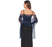 SURVODJA Womens Soft Silky Shawls and Wraps for Evening Dress Elegant Wedding Bride Bridesmaid Scarves, Navy Blue, 79''×18'’
