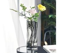 Surwin 10"/11" High Flower Vase, Clear Glass Vase for Flowers for Rustic Home Decor, Decorative Crystal Vases for Modern Farmhouse Wedding Centerpieces Living Room Kitchen Office (Large,Grey)