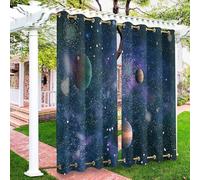 Surwin 2 Panels Outdoor Curtains, Waterproof Eyelet Blackout Curtains, Thermal Insulated UV Protection 3D Landscape Window Treatments for Pergola Garden Patio (Astronomy,137x304cm)