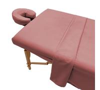 Surwin 3 Piece Massage Table Sheet Set, Massage Bed Cover with Face Hole Microfiber Beauty Massage Table Skirt for Beauty Salon SPA (185x70cm,Red Pink)