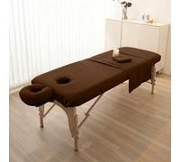Surwin 3 Piece Massage Table Sheet Set, Massage Bed Cover with Face Hole Microfiber Beauty Massage Table Skirt for Beauty Salon SPA (190x80cm,CS16 Dark Brown)