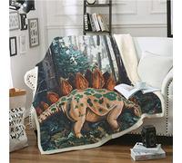 Surwin 3d Blanket for Adults Teens Kids, Microfiber Plush Bedding for Sofa Bed Office Travel Couch 3D Dinosaur print Sherpa Throw Blanket (Stegosaurus,150 * 200cm)