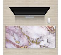 Surwin 3D Marble Gaming Mouse Pad Large Mouse Pad Gaming Mouse Mat with Anti-Slip Base, Washable Desk Mat Long Gaming Mat for Keyboard Computer Laptop (300x800mm,White Pink)