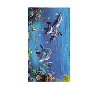 Surwin 3D Ocean Large Beach Towel Microfibre Bath Towel Quick Dry Lightweight Summer Towels for Travel, Swim, Camping, Fitness, Sports, Yoga (80x160cm,Sea fish)