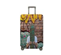 Surwin 3D Pattern Trolley Case Protective Cover Elastic Anti-Scratch Luggage Sleeve Cover Premium Travel Suitcase Protector Dustproof Elasticized Washable (Graffiti Skateboard,M (22-24 inches))