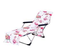 Surwin 3D Sun Lounger Beach Towel with Pockets, Flamingo Print Beach Chair Cover Chaise Lounge Towel Cover Mate Sunbed Towels For Summer Holiday Garden Outdoor Pool (Pink Bird,75x210cm)