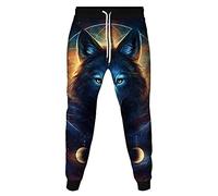 Surwin 3D Wolf Print Men Sport Trousers Creativity Training Sweatpants Casual Plus Size Unisex Joggers Parkour Long Pants with Drawstring Pockets (Dreamcatcher,2XL)