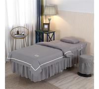 Surwin 4 Piece Massage Table Sheet Set, Massage Bed Cover with Face Hole Microfiber Beauty Massage Table Skirt for Beauty Salon SPA (70x185cm,Grey)