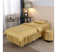 Surwin 4 Piece Massage Table Sheet Set, Massage Bed Cover with Face Hole Microfiber Beauty Massage Table Skirt for Beauty Salon SPA (60x180cm,Yellow)