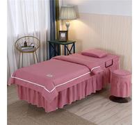 Surwin 4 Piece Massage Table Sheet Set, Massage Bed Cover with Face Hole Microfiber Beauty Massage Table Skirt for Beauty Salon SPA (70x185cm,Hot Pink)