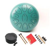 Surwin 8-Inch 11-Tone Chakra Rain Drum for Garden With Pocket and Mallets - Mini Steel Tongue Musical Instrument for Meditation, Sound Healing (Lake Green)