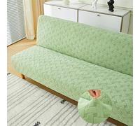 Surwin Armless Sofa Bed Cover Velvet Jacquard Non Slip Stretch Futon Slipcover Protector for 2 Seater/3 Seater Folding Sofa Bed without Armrests (Green,M:160-190cm)