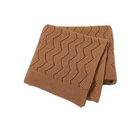 Surwin Baby Knitted Soft Blanket for Newborn, Warm Swaddle Wrap Stroller Cover Nursing Blanket Sleep Sack Stroller, Kids Boys and Girls Birthday Gift (80x100cm,Ripple brown)