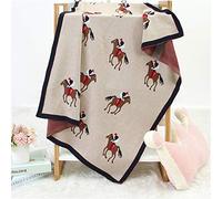 Surwin Baby Knitted Soft Blanket for Newborn, Warm Swaddle Wrap Stroller Cover Nursing Blanket Sleep Sack Stroller, Birthday Gift for Kids Boys and Girls (80x100cm,Camel Knight)