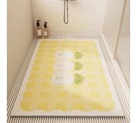 Surwin Bath Mat Non Slip Shower Mats, Anti Slip Bathtub Mat, Flower Quick Dry Soft Rubber Loofah Bathroom Mats for Inside Shower Bathroom Bath Tub Floor (50x80cm,Yellow)