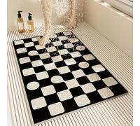 Surwin Bath Mat Non Slip Shower Mats, Modern Style Anti Slip Bathtub Mat Quick Dry Soft Rubber Loofah Bathroom Mats Cut to Size for Inside Shower Bathroom Bath Tub Floor (60x90cm,Black White)