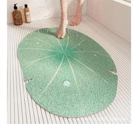 Surwin Bath Mat Non Slip Shower Mats, Soft Rubber Loofah Bathtub Mat for Inside Shower Bathroom Bathtub Bath Tub Floor, Green prints Anti Slip Quick Dry (Lotus leaves,50X80cm)