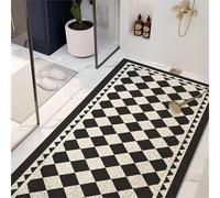 Surwin Bath Mat Non Slip Shower Mats, Soft Rubber Loofah Bathtub Mat for Inside Shower Bathroom Bathtub Bath Tub Floor, Fashion Prints Anti Slip Quick Dry (Black white,90x120cm)