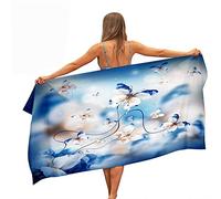 Surwin Beach Bath Towel, 3D Flowers Floral Print Microfibre Quick Dry Extra Large Lightweight Super Soft Summer Towels for Travel Vacation Pool Swim or Sports Fitness (Blue Butterfly,80x180cm)