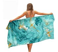 Surwin Beach Bath Towel, 3D Marbling Marble Print Microfibre Quick Dry Extra Large Lightweight Super Soft Summer Towels for Travel Vacation Pool Swim or Sports Fitness (Green,70x150cm)