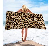 Surwin Beach Bath Towel, Leopard Print Microfibre Quick Dry Extra Large Lightweight Super Soft Summer Towels perfect for Travel Swim Pool Camping Fitness Sports Yoga Vacation (Brown,80x160cm)