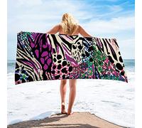Surwin Beach Bath Towel, Leopard Print Microfibre Quick Dry Extra Large Lightweight Super Soft Summer Towels perfect for Travel Swim Pool Camping Fitness Sports Yoga Vacation (Multicolor,80x160cm)