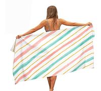 Surwin Beach Bath Towel, Microfibre Quick Dry Extra Large Lightweight Super Soft Summer Towels perfect for Travel, Swim, Camping, Fitness, Sports, Stripes Printing (Pink blue stripes,150x180cm)