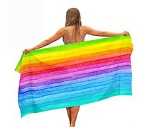 Surwin Beach Bath Towel, Microfibre Quick Dry Extra Large Lightweight Super Soft Summer Towels perfect for Travel, Swim, Camping, Fitness, Sports, Color Stripe Printing (Rainbow,80x180cm)