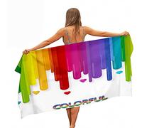 Surwin Beach Bath Towel, Microfibre Quick Dry Extra Large Lightweight Super Soft Summer Towels perfect for Travel Swim Camping Fitness Sports, Color Rainbow Printing (Heart,70x150cm)