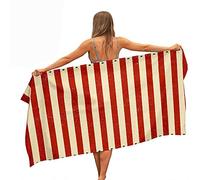 Surwin Beach Bath Towel, Microfibre Quick Dry Extra Large Lightweight Super Soft Summer Towels perfect for Travel, Swim, Camping, Fitness, Sports, Stripes Printing (Red stripes,70x150cm)