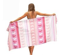 Surwin Beach Bath Towel, Microfibre Quick Dry Extra Large Lightweight Super Soft Summer Towels perfect for Travel, Swim, Camping, Fitness, Sports, Stripes Printing (Pink heart,150x180cm)