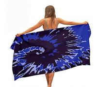 Surwin Beach Bath Towel, Tie Dye Print Microfibre Quick Dry Extra Large Lightweight Super Soft Summer Towels for Travel Vacation Pool Swim or Sports Fitness Yoga Camping (Black Blue,80x180cm)