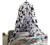 Surwin Bed Canopy for Girls Boys Kids Single Bed, Cow Pattern Round Dome Bed Canopy Mosquito Net Protection Canopy Play Tent Bedroom Nursery Decoration Hanging Curtain Net (Black White)