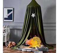 Surwin Bed Canopy for Girls Boys Kids Single Double Bed, Round Dome Bed Canopy Mosquito Net Protection Canopy Play Tent Bedroom Nursery Decoration Hanging Curtain Net (ArmyGreen)