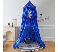 Surwin Bed Canopy for Girls Boys Kids Single Double Bed, Round Dome Bed Canopy Mosquito Net Protection Canopy Play Tent Bedroom Nursery Decoration Hanging Curtain Net (65x270cm,Dark Blue Starry Sky)