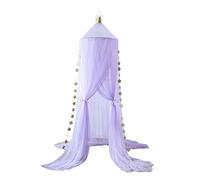 Surwin Bed Canopy for Girls Boys Kids Single Double, Star Crown Round Dome Bed Canopy Mosquito Net Protection Canopy Play Tent Bedroom Nursery Decoration Hanging Curtain Net (Purple)
